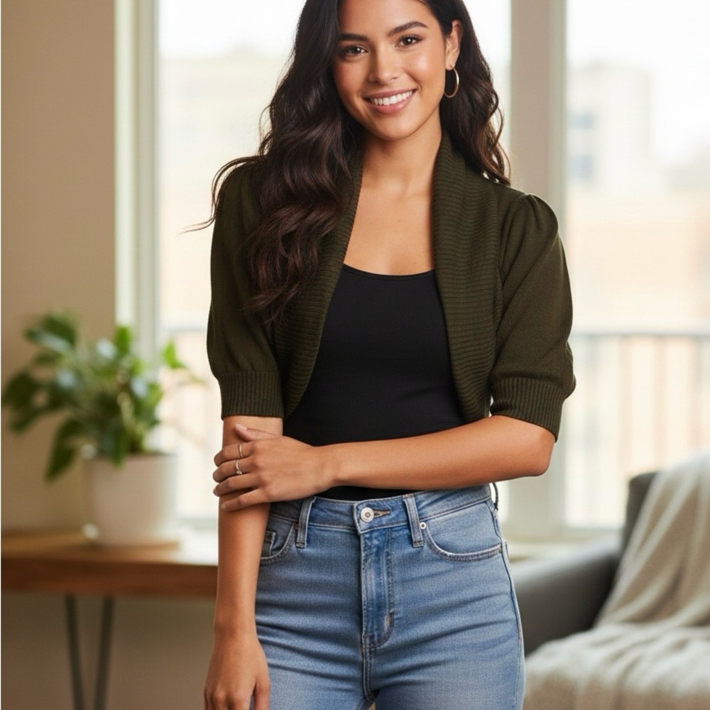 Brown Knit Bolero Shrug